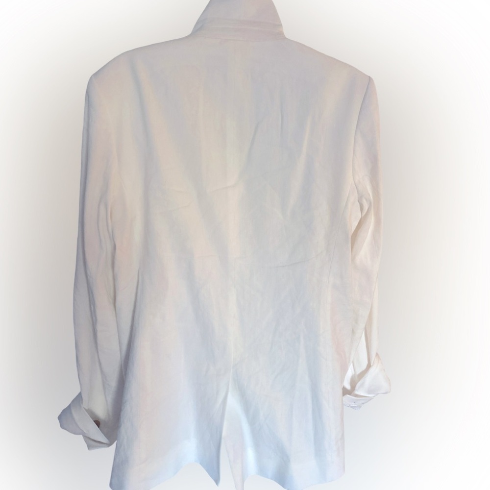 Vince White Blazer Modern Silhouette Notched Lapels-10 white linen , rayon spand - Picture 5 of 5